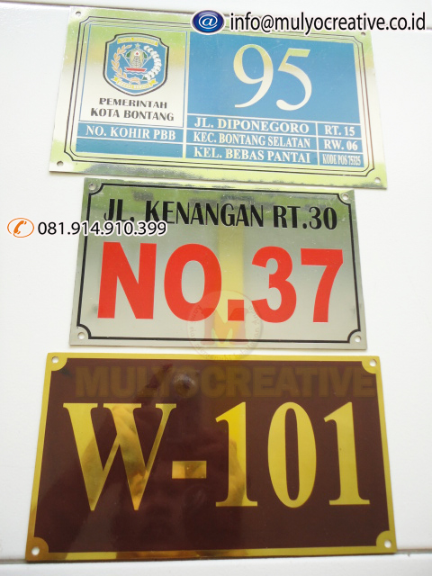 Contoh Plat Nomor Rumah